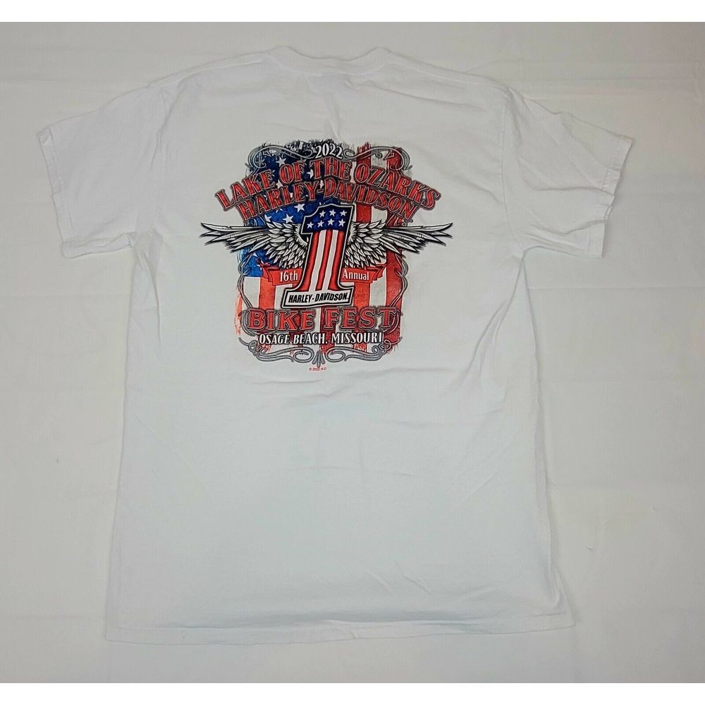 Harley Davidson T-shirt‎ Mens Med. Bike Fest 16th Annual. Lake Of The Ozarks MO.